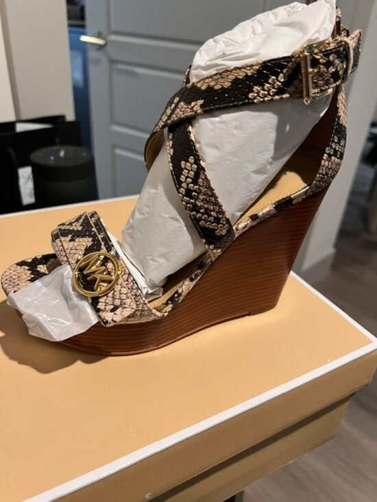Bxsruta Snake-Embossed Slip-On Sandals with Cut-Out Details  Snake Embossed  wedge sandal